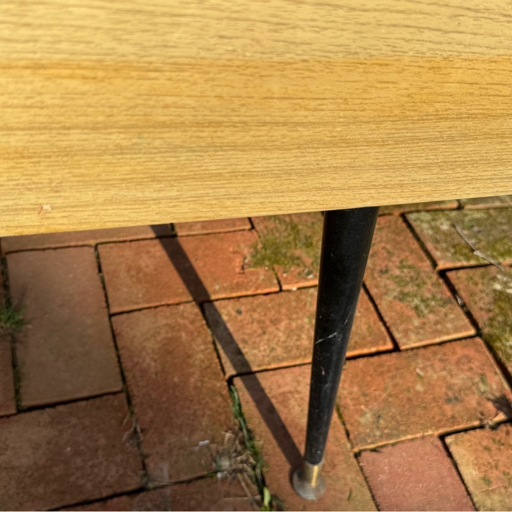 Mid-Century Modern Home Office Desk in Light Wood and Black - Picture 15 of 16